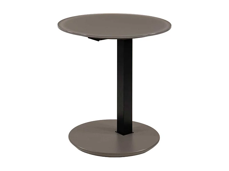 Runder Beistelltisch mit Glasplatte in Beige Grau Made in Germany