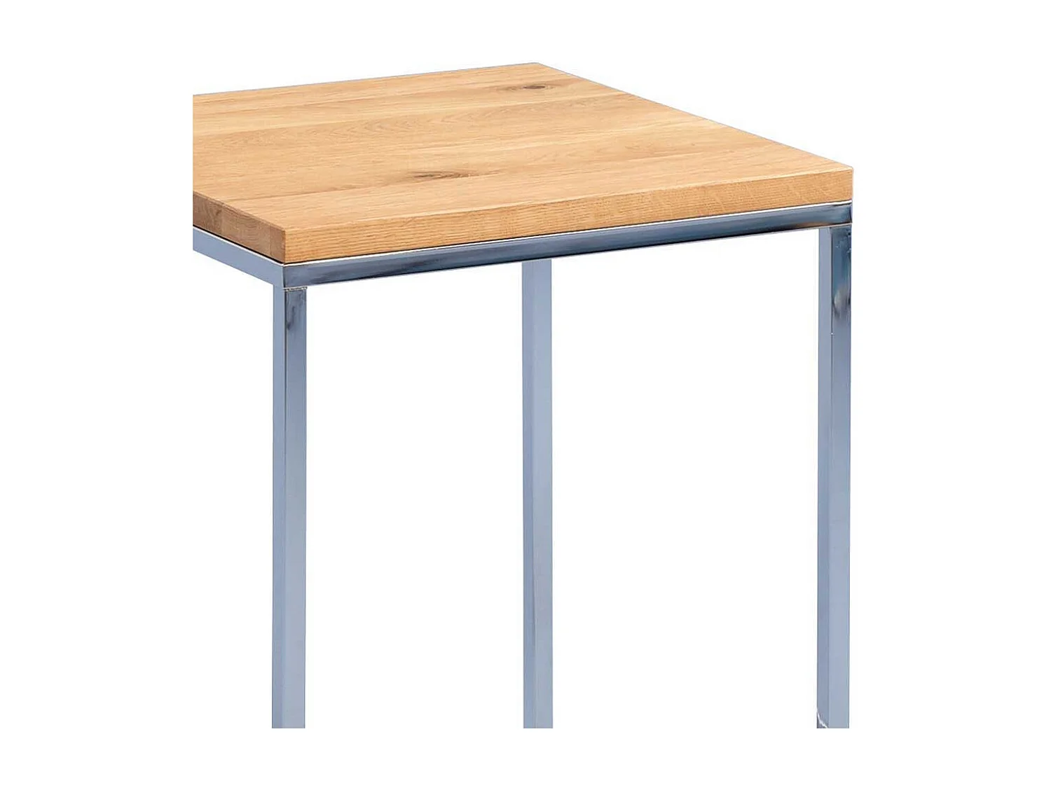 Beistelltisch aus Wildeiche Massivholz Metall verchromt