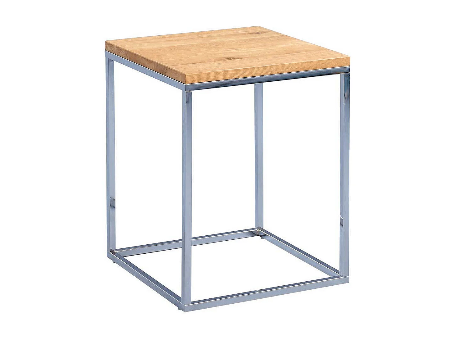 Beistelltisch aus Wildeiche Massivholz Metall verchromt