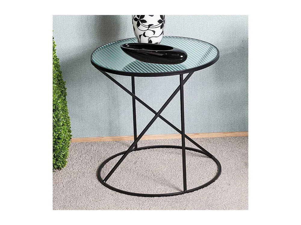 Beistelltisch Sofa aus Metall Strukturglasplatte Riffelglas