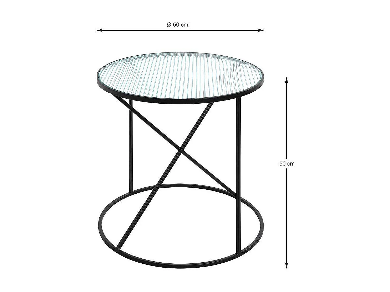 Beistelltisch Sofa aus Metall Strukturglasplatte Riffelglas