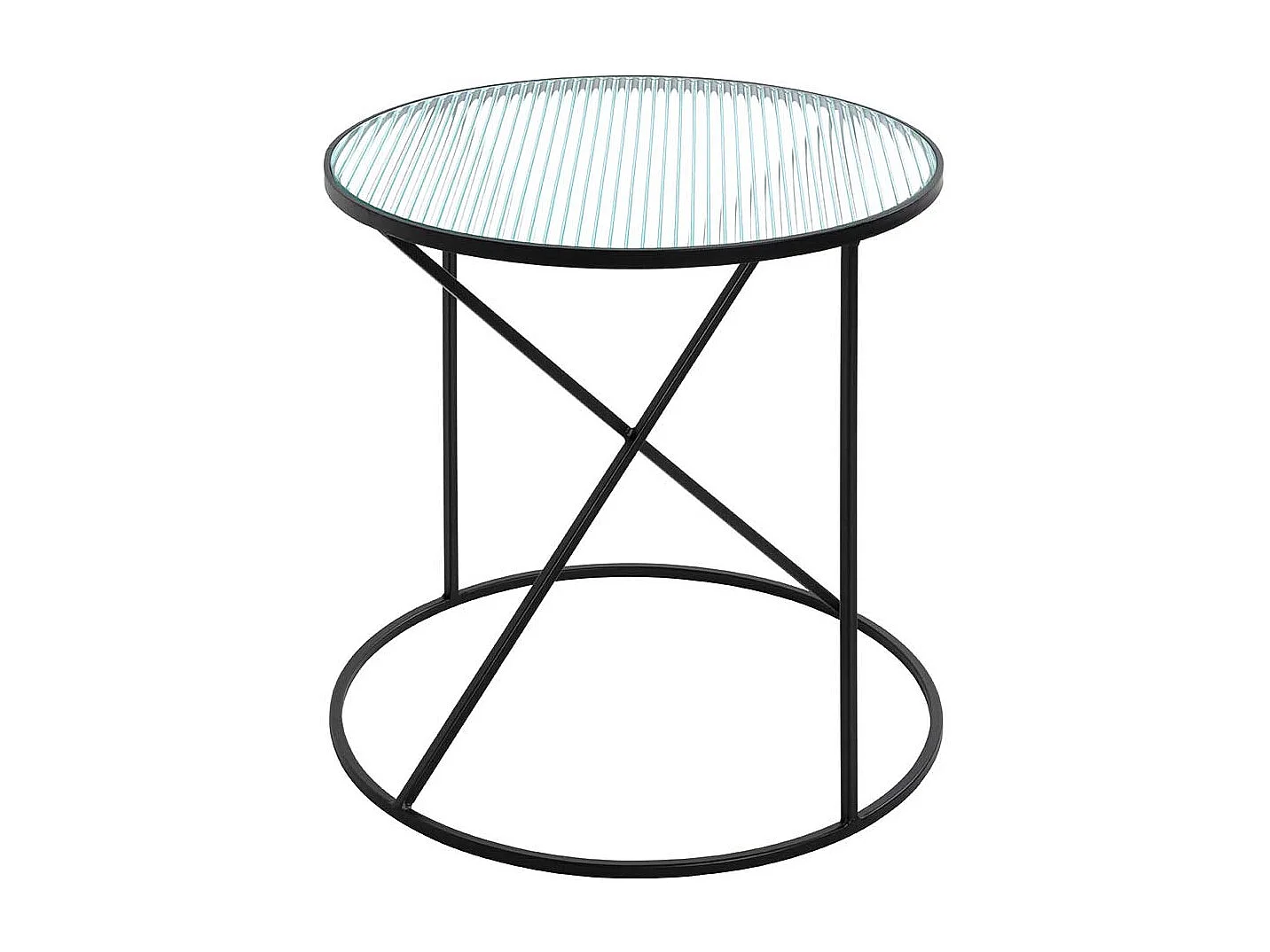 Beistelltisch Sofa aus Metall Strukturglasplatte Riffelglas