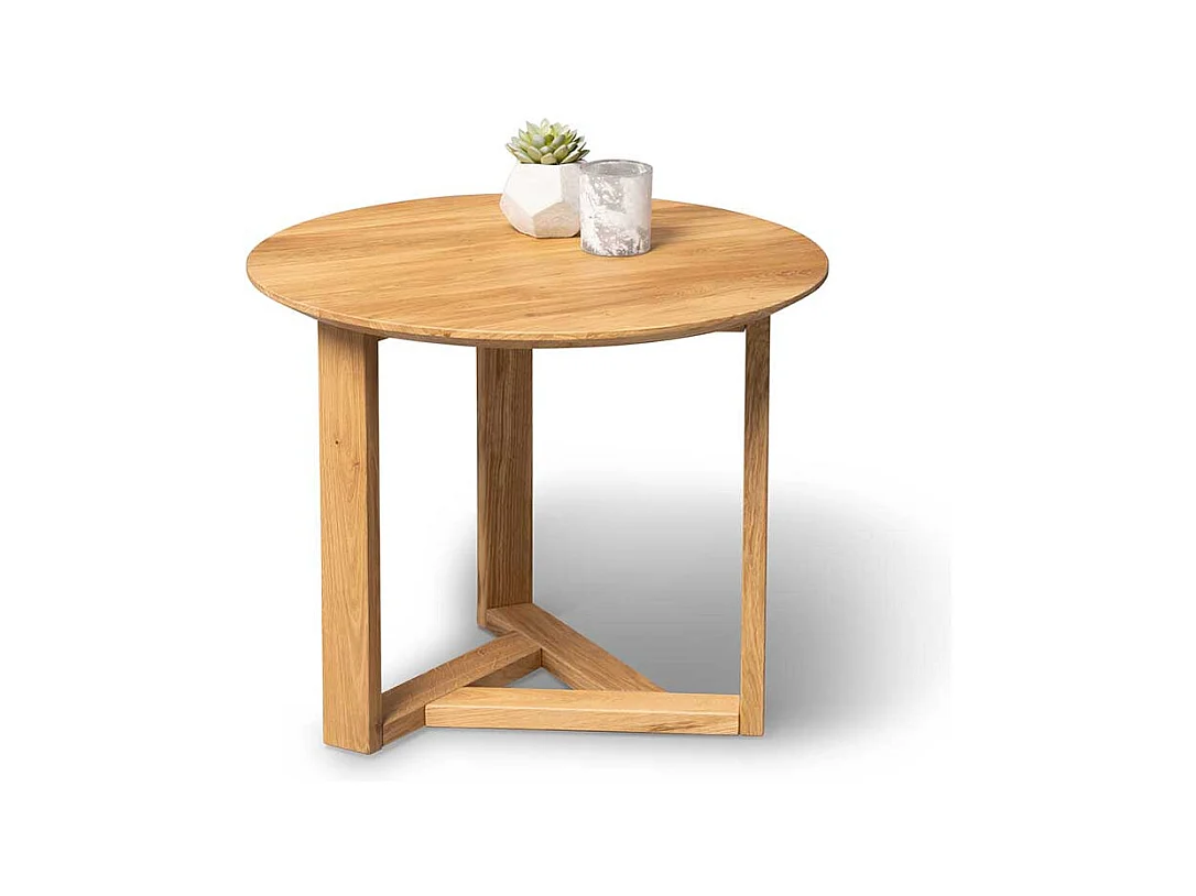 Beistelltisch Couchtisch in runder Form aus Wildeiche Massivholz