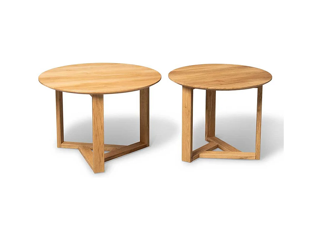 Beistelltisch Couchtisch in runder Form aus Wildeiche Massivholz