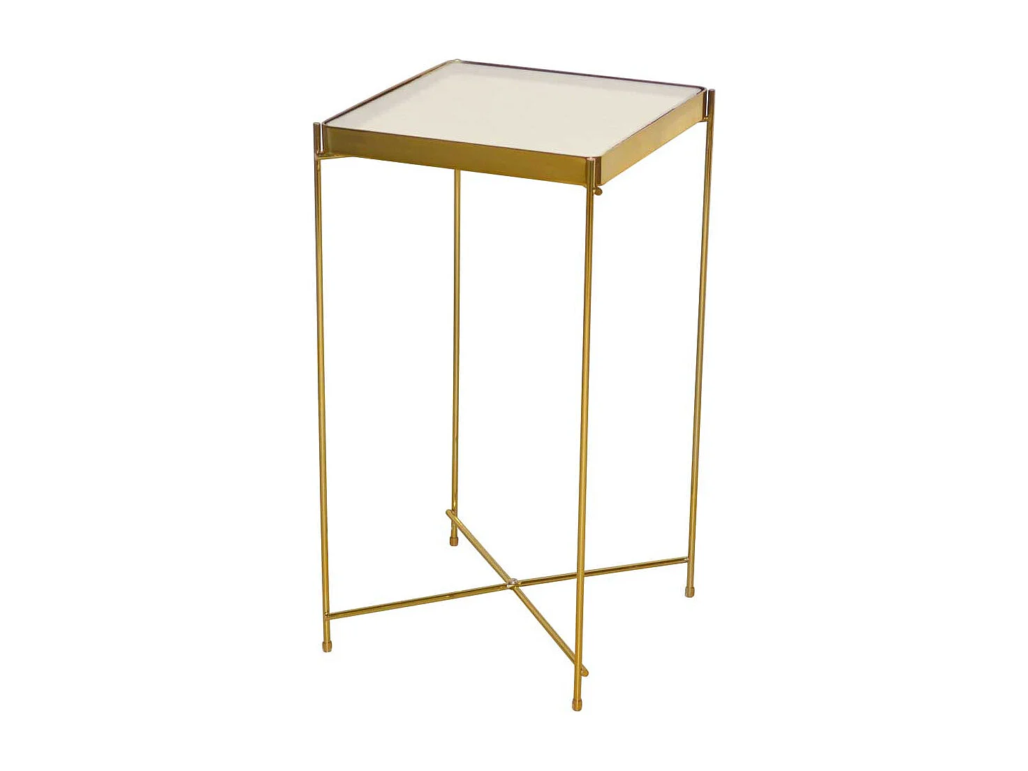 Beistelltisch Metall Glas in modernem Design quadratischer Tischplatte