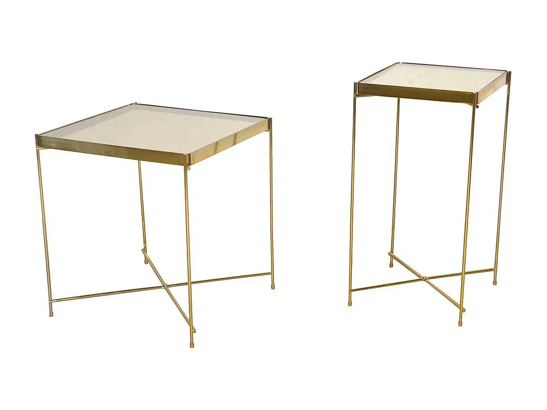 Beistelltisch Metall Glas in modernem Design quadratischer Tischplatte