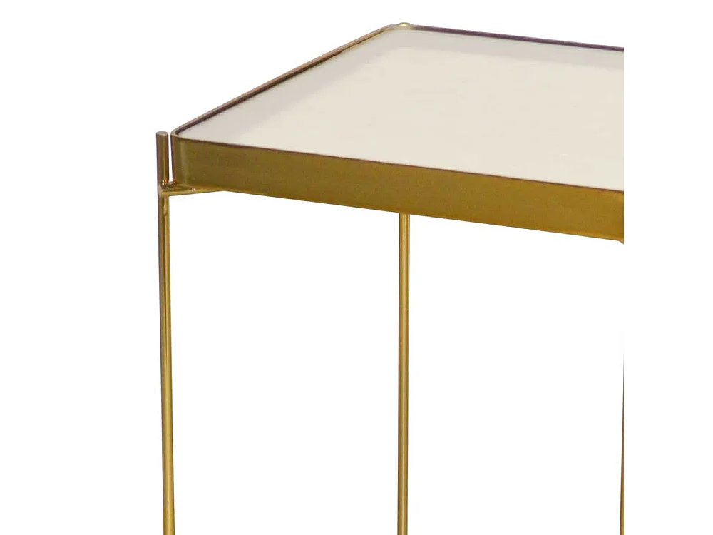 Beistelltisch Metall Glas in modernem Design quadratischer Tischplatte