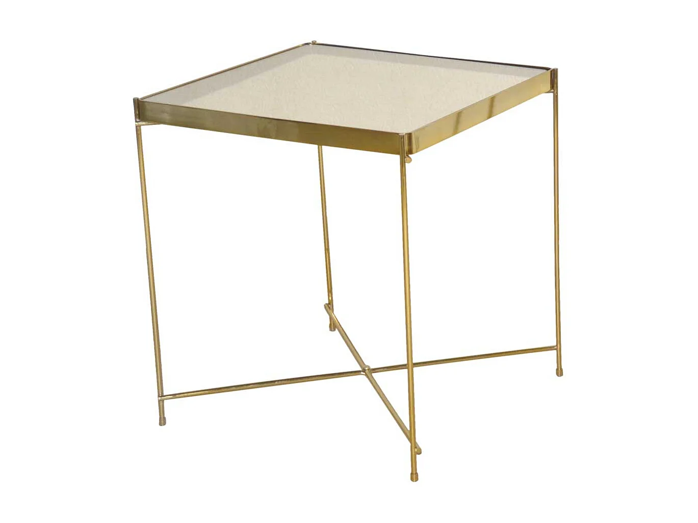 Beistelltisch Metall Glas in modernem Design quadratischer Tischplatte