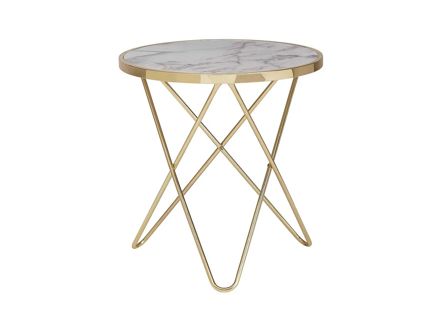 Couch Beistelltisch in Goldfarben und Marmor Optik rund