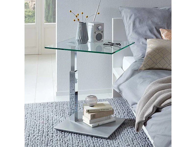 Beistelltischchen durch Körperdruck verstellbar Glasplatte