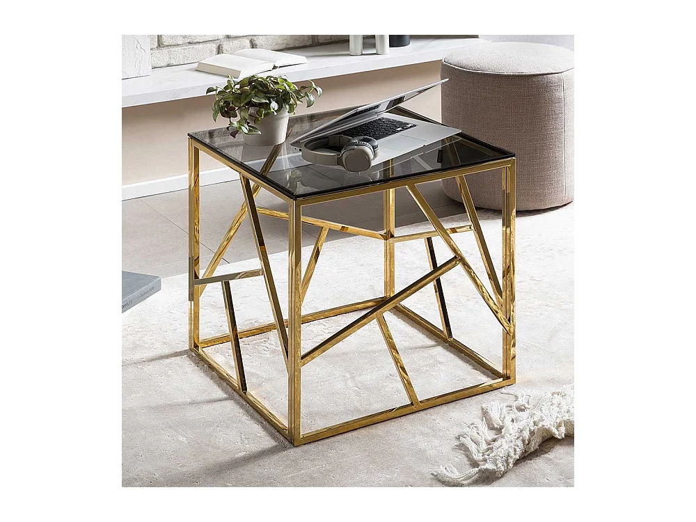 Beistelltisch Glas und Metall in modernem Design Gestell Goldfarben