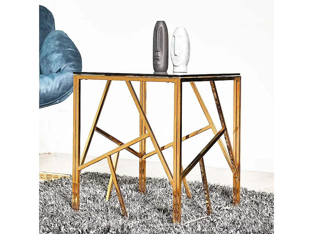 Beistelltisch Glas und Metall in modernem Design Gestell Goldfarben
