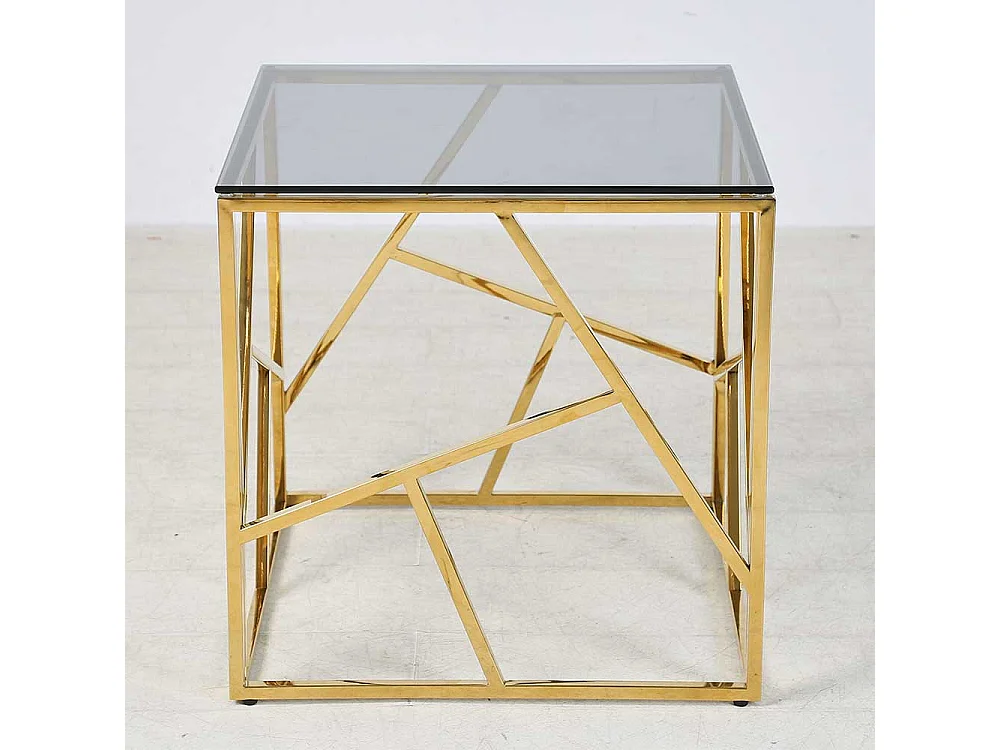 Beistelltisch Glas und Metall in modernem Design Gestell Goldfarben