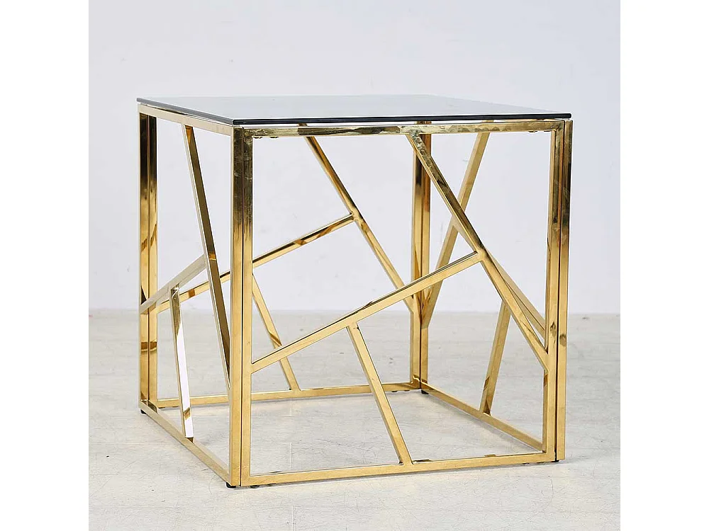 Beistelltisch Glas und Metall in modernem Design Gestell Goldfarben