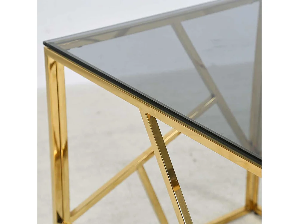 Beistelltisch Glas und Metall in modernem Design Gestell Goldfarben