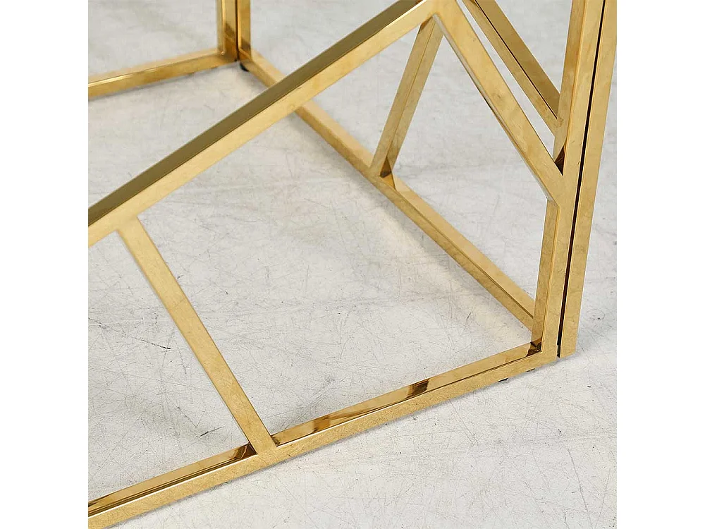 Beistelltisch Glas und Metall in modernem Design Gestell Goldfarben