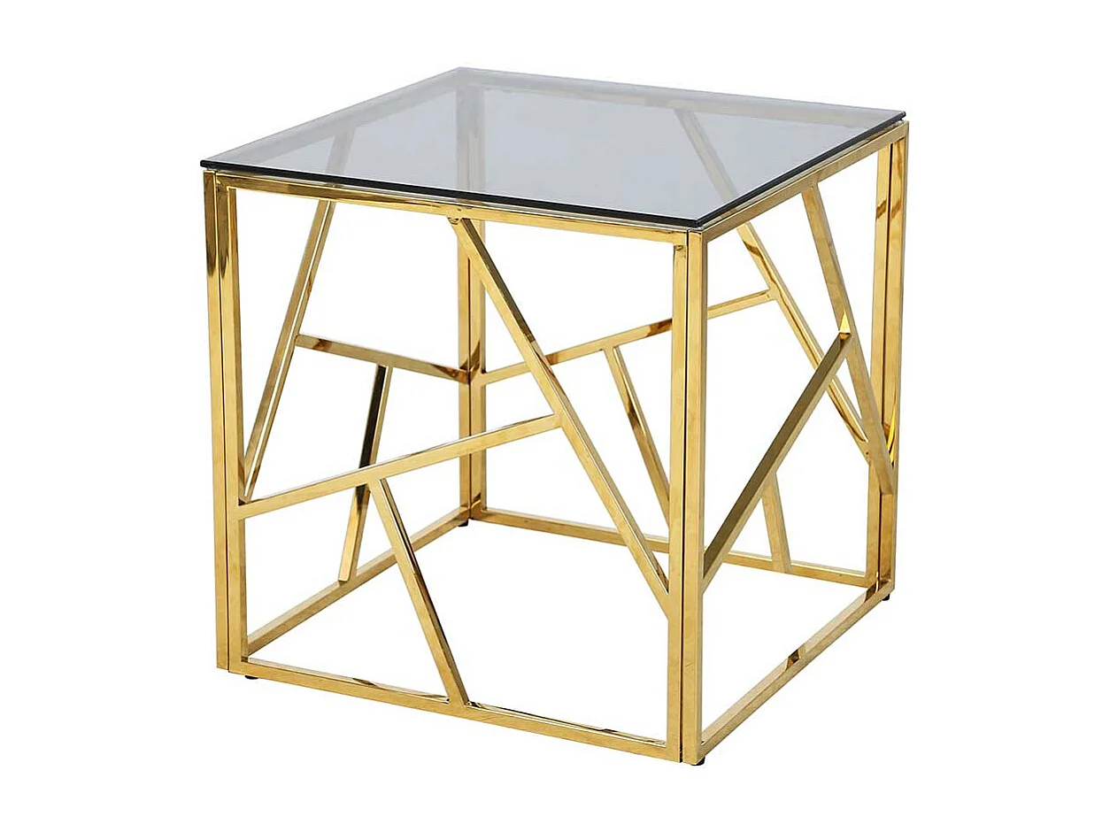Beistelltisch Glas und Metall in modernem Design Gestell Goldfarben