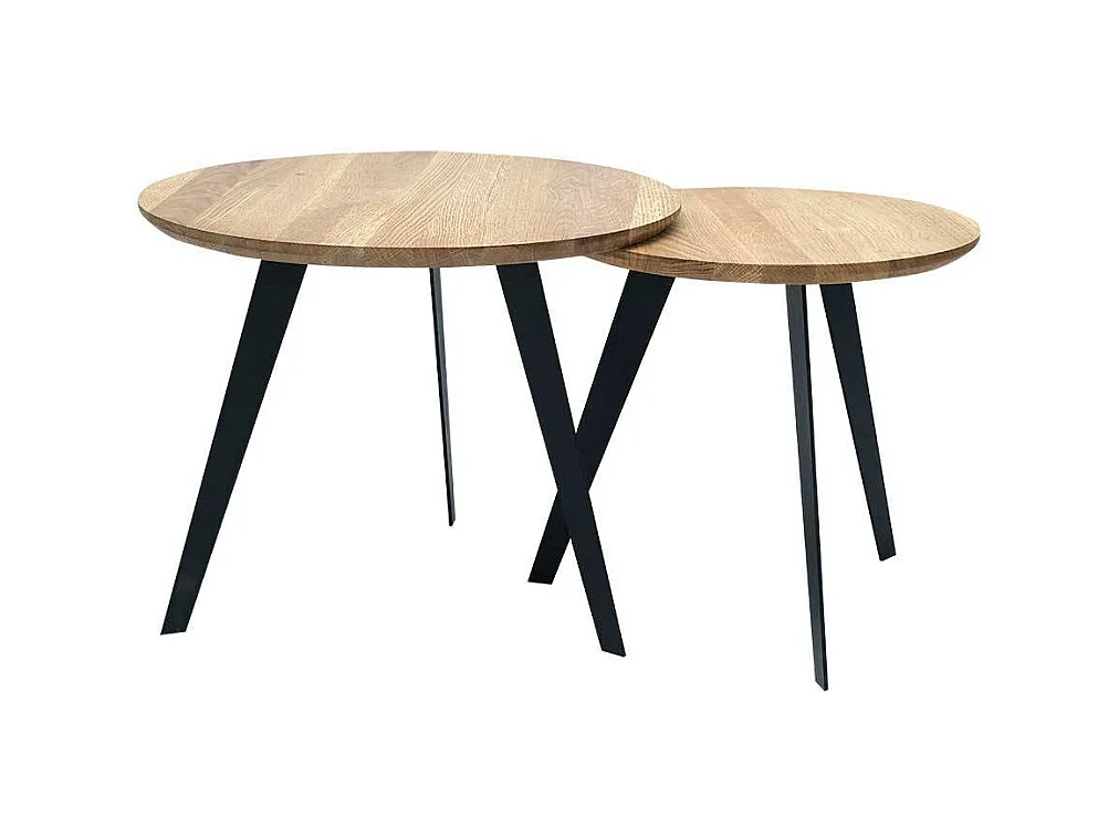 Beistelltisch Set mit Dreifußgestell runde Holz Tischplatten (zweiteilig)