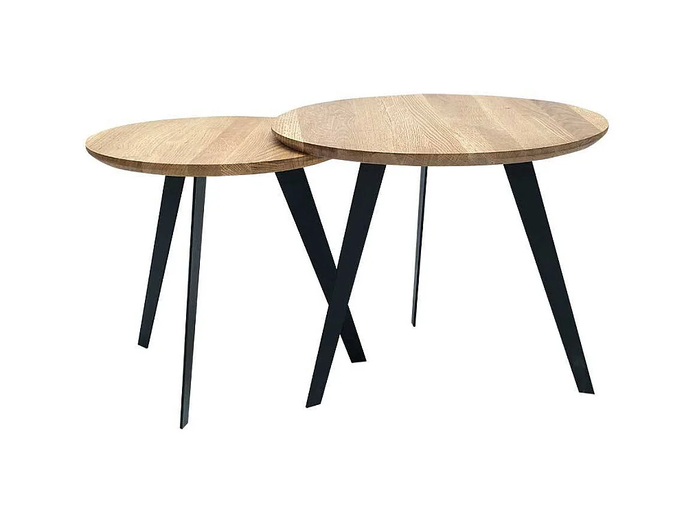 Beistelltisch Set mit Dreifußgestell runde Holz Tischplatten (zweiteilig)