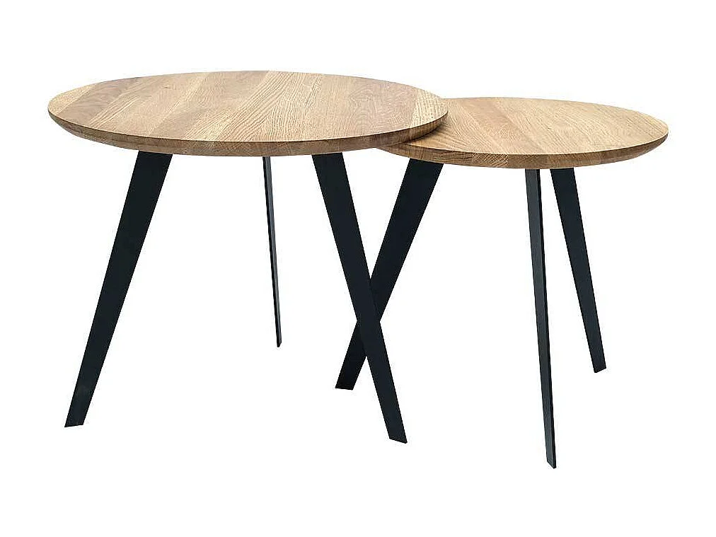 Beistelltisch Set mit Dreifußgestell runde Holz Tischplatten (zweiteilig)