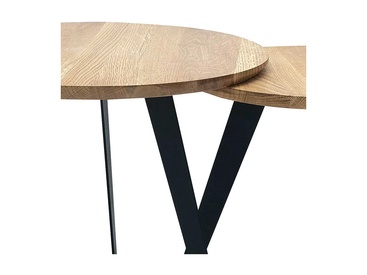 Beistelltisch Set mit Dreifußgestell runde Holz Tischplatten (zweiteilig)