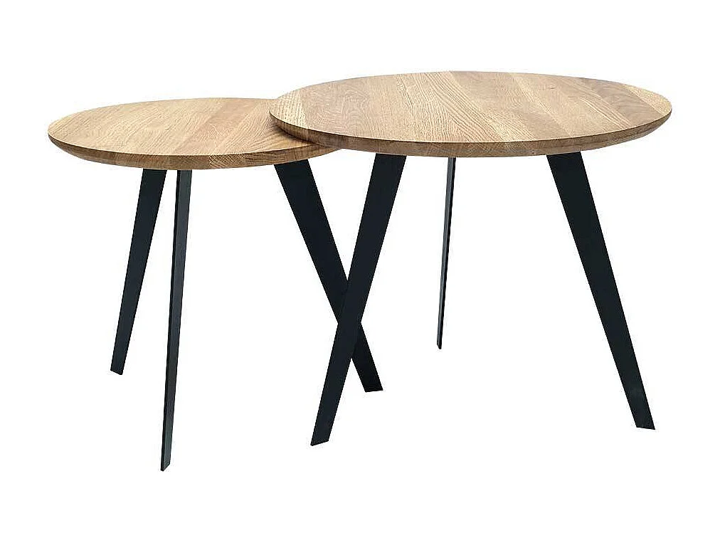 Beistelltisch Set mit Dreifußgestell runde Holz Tischplatten (zweiteilig)