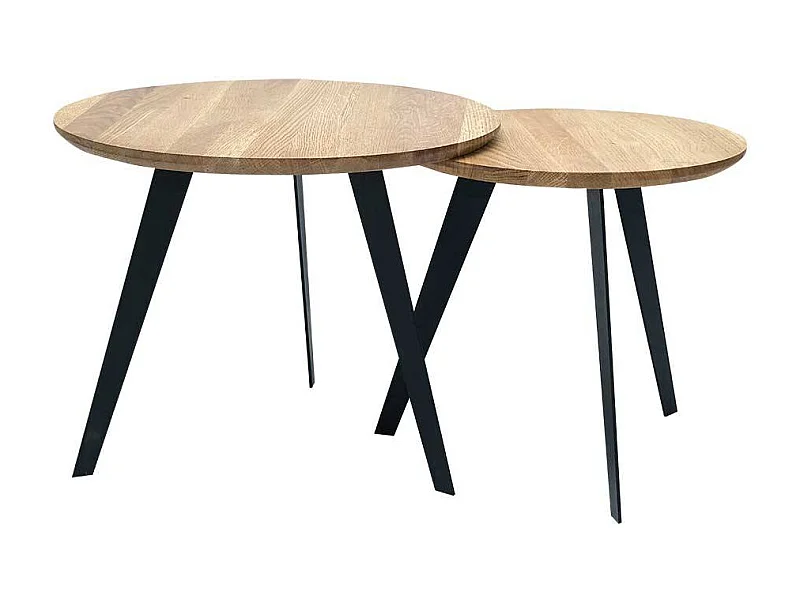 Beistelltisch Set mit Dreifußgestell runde Holz Tischplatten (zweiteilig)