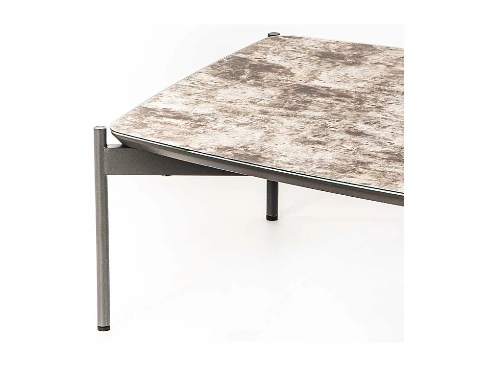 Sofa Beistelltisch in Braun und Dunkelgrau Glas beschichtet