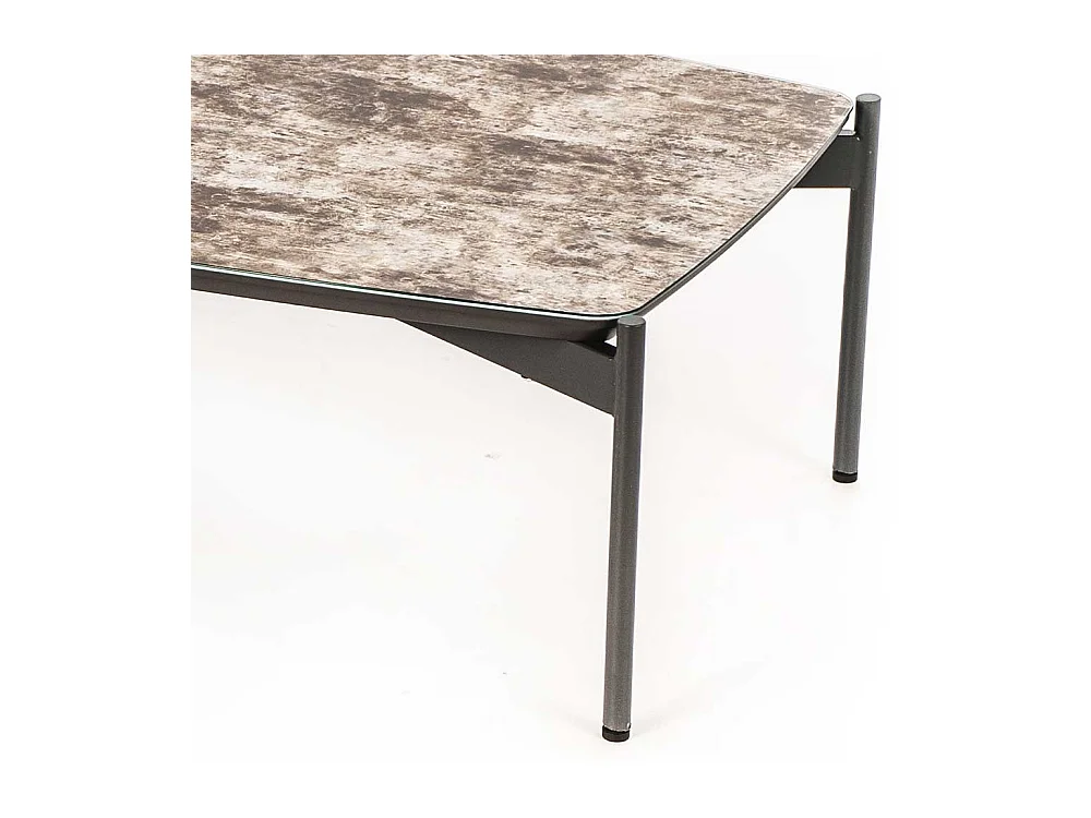 Sofa Beistelltisch in Braun und Dunkelgrau Glas beschichtet