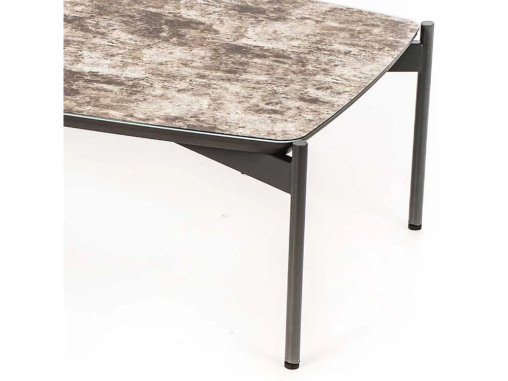 Sofa Beistelltisch in Braun und Dunkelgrau Glas beschichtet