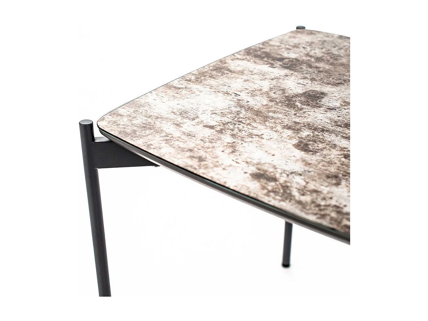 Sofa Beistelltisch in Braun und Dunkelgrau Glas beschichtet