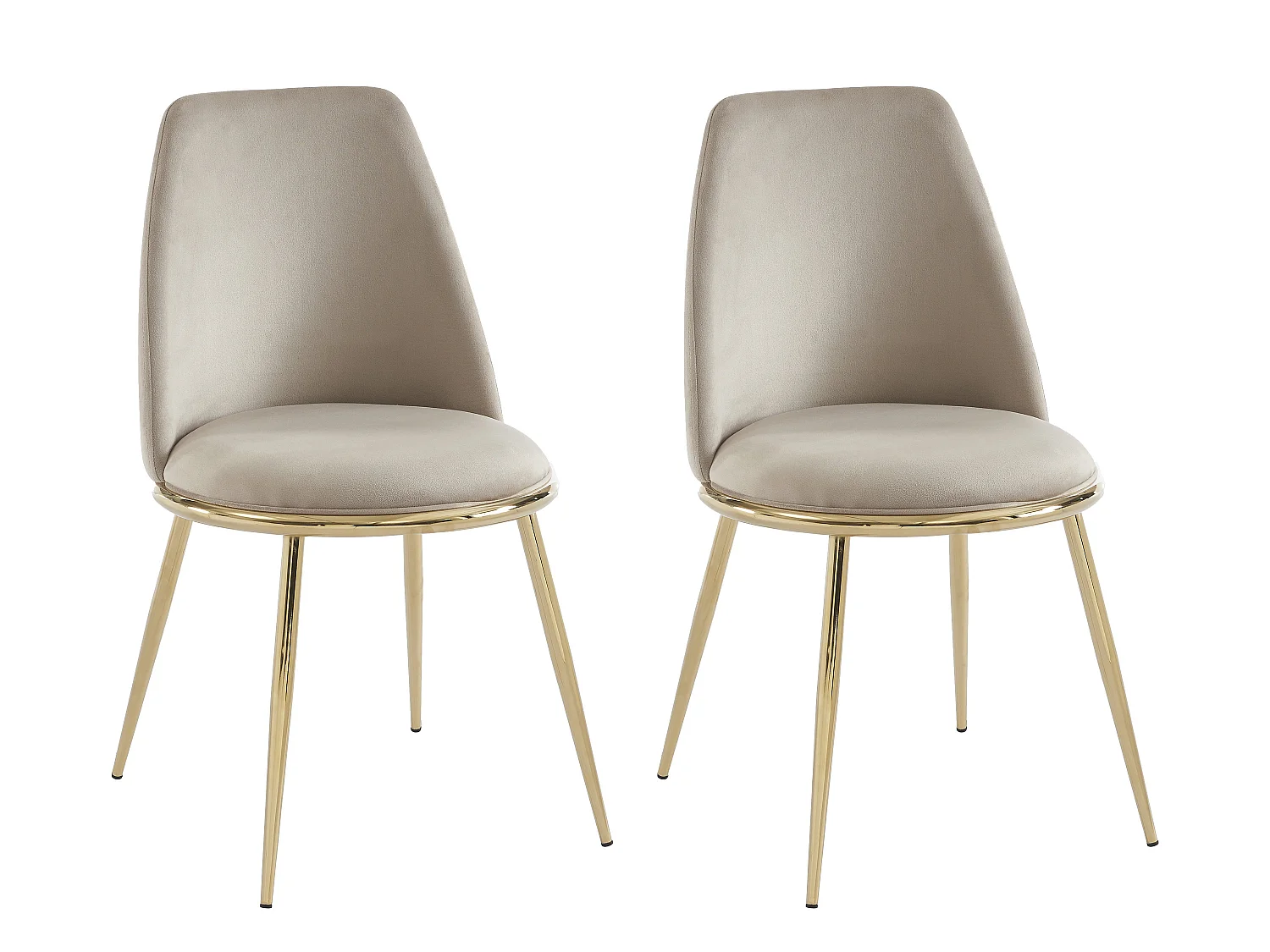 Lot de 2 chaises en velours et métal doré - Beige - NEBINA de Pascal MORABITO