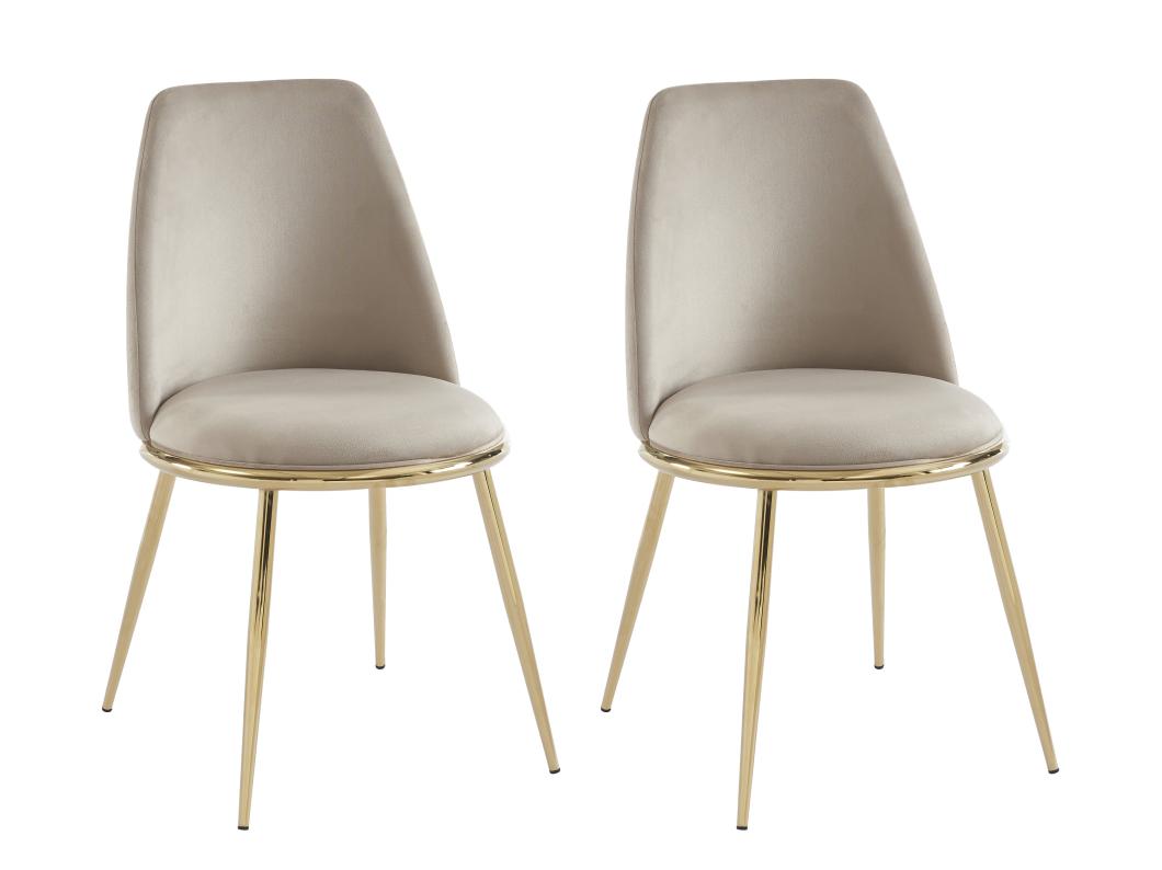 Stuhl 2er-Set - Samt & goldfarbenes Metall - Beige - NEBINA von Pascal MORABITO
