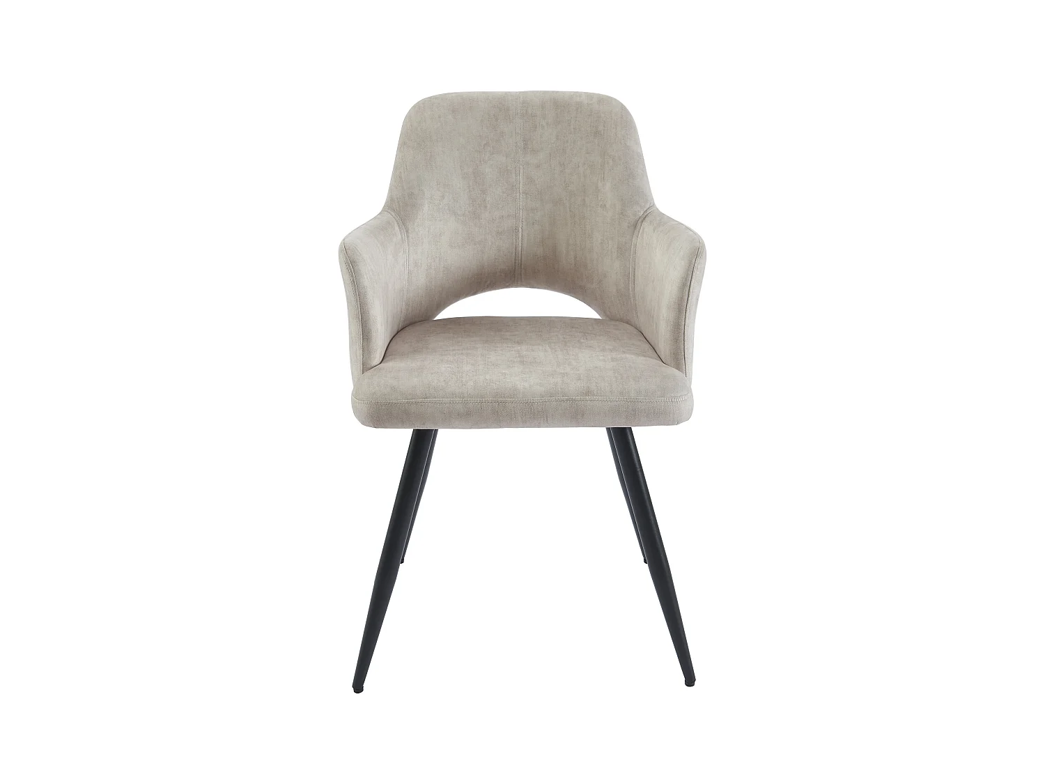 Zestaw 2 krzeseł z podłokietnikami tapicerowane i czarny metal - Beżowy - KADIJA