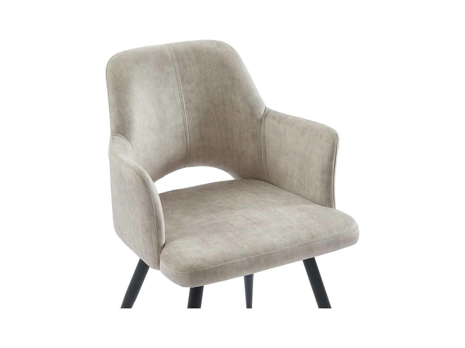 Set van 2 stoelen met armleuningen van stof en zwart metaal - Beige - KADIJA