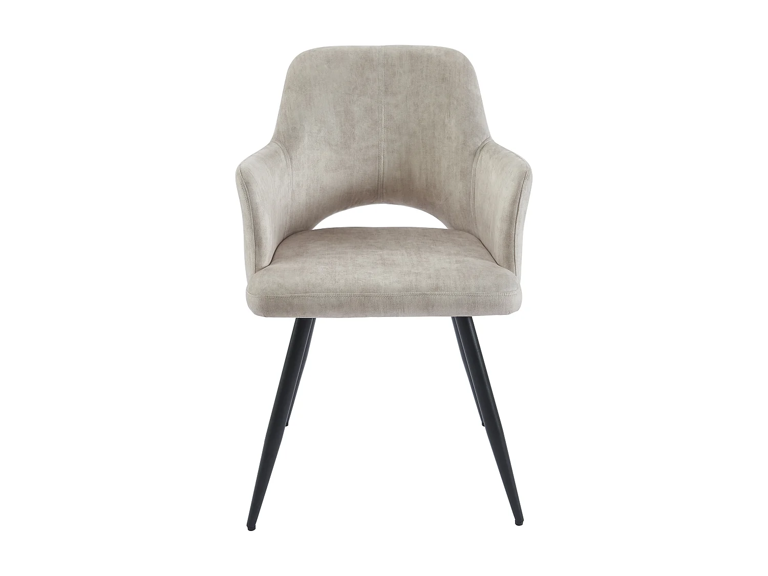 Lot de 2 chaises avec accoudoirs en tissu et métal noir - Beige - KADIJA