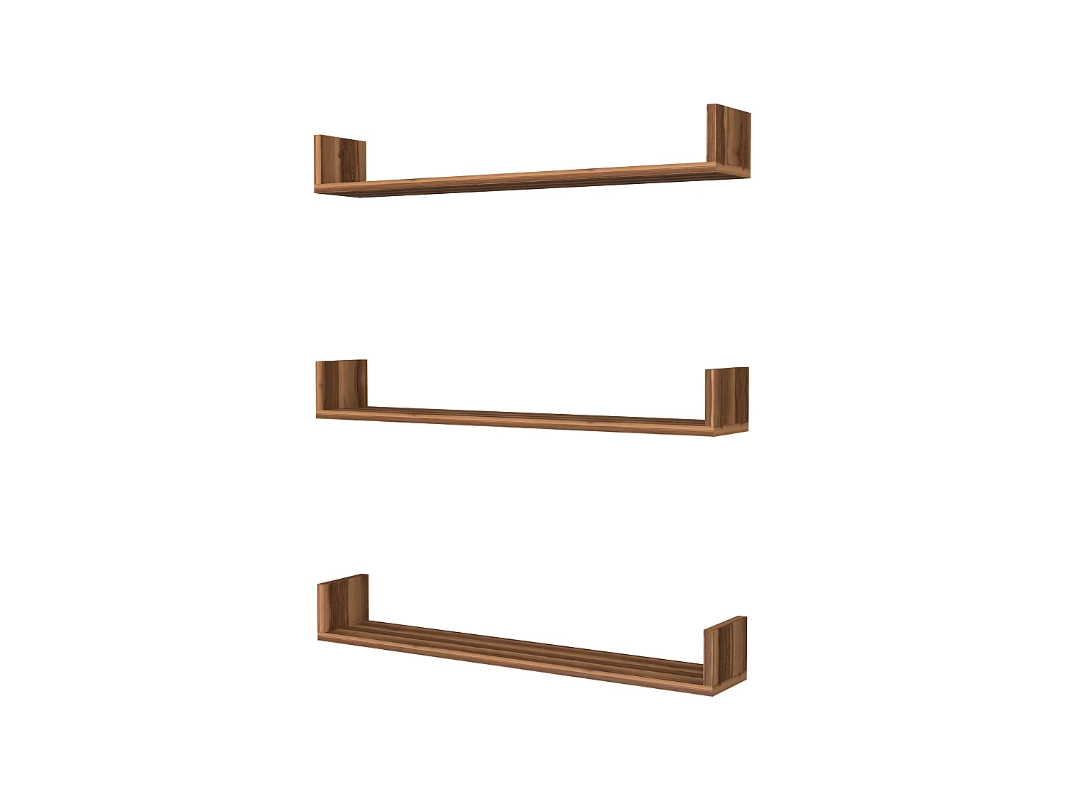 Lot de 3 étagères murales Höganäs 12 x 90 x 15 cm effet noyer [en.casa]