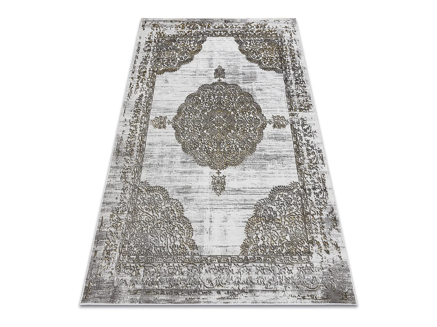 Tapijt LIRA E1468 Rozet, structureel, modern, glamour - grijs / goud 80x150 cm