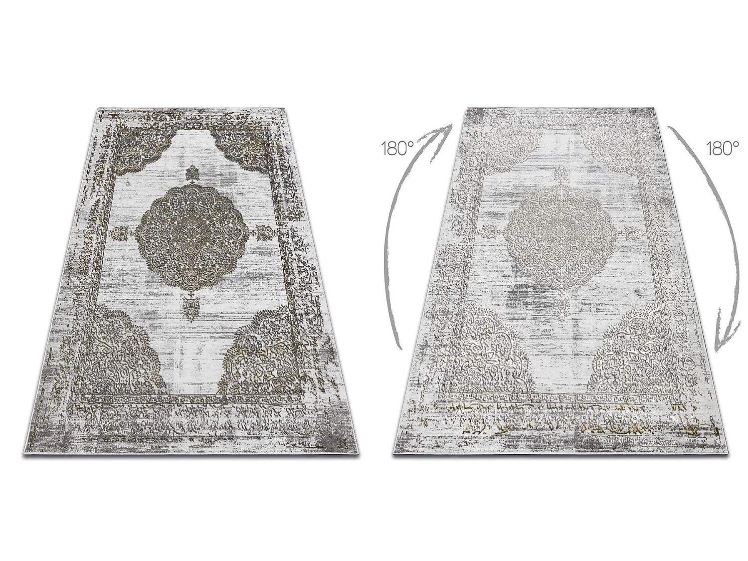 Tapijt LIRA E1468 Rozet, structureel, modern, glamour - grijs / goud 80x150 cm