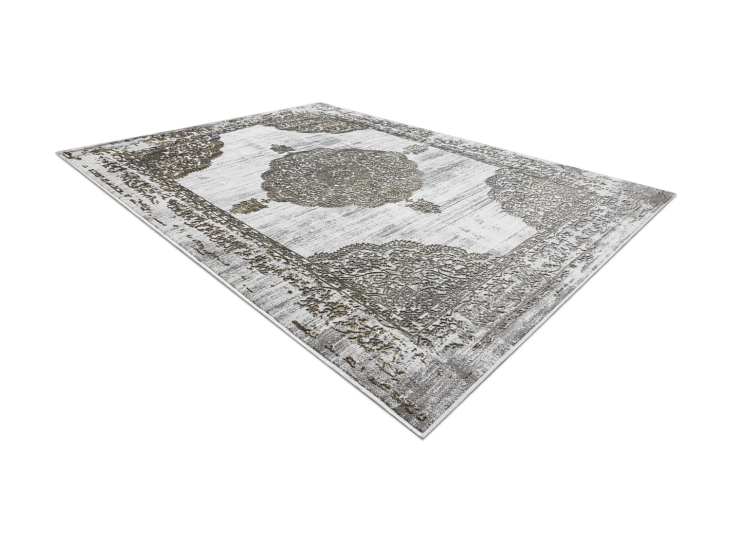 Tapijt LIRA E1468 Rozet, structureel, modern, glamour - grijs / goud 80x150 cm