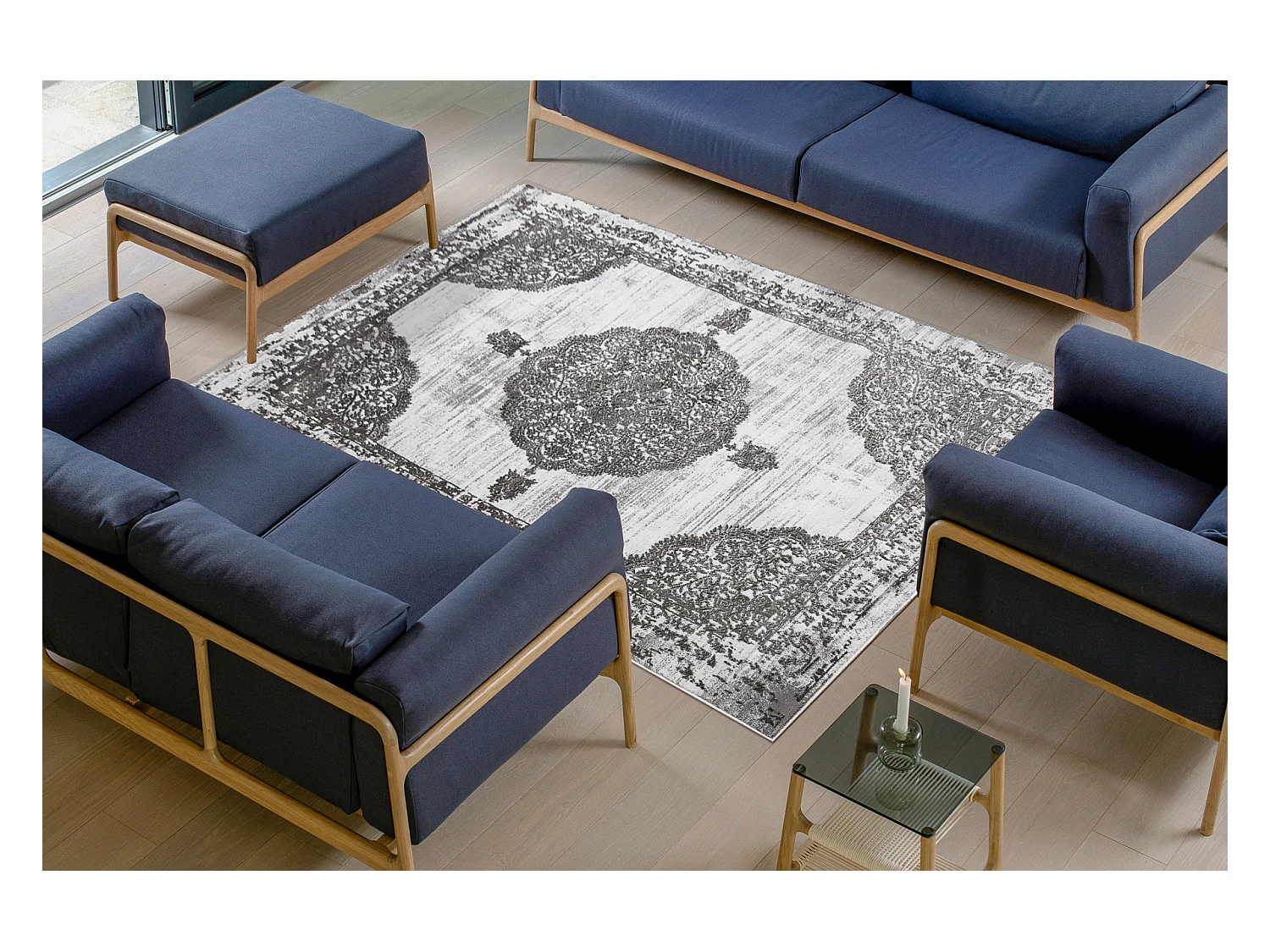 Tapis LIRA E1468 Rosette, structuré, moderne, glamour - gris 120x170 cm