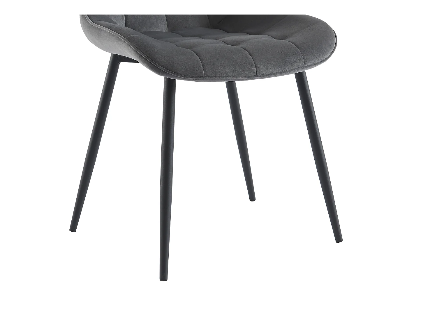 Polsterstuhl 2er-Set - Samt & schwarzes Metall - Grau - OLLUA