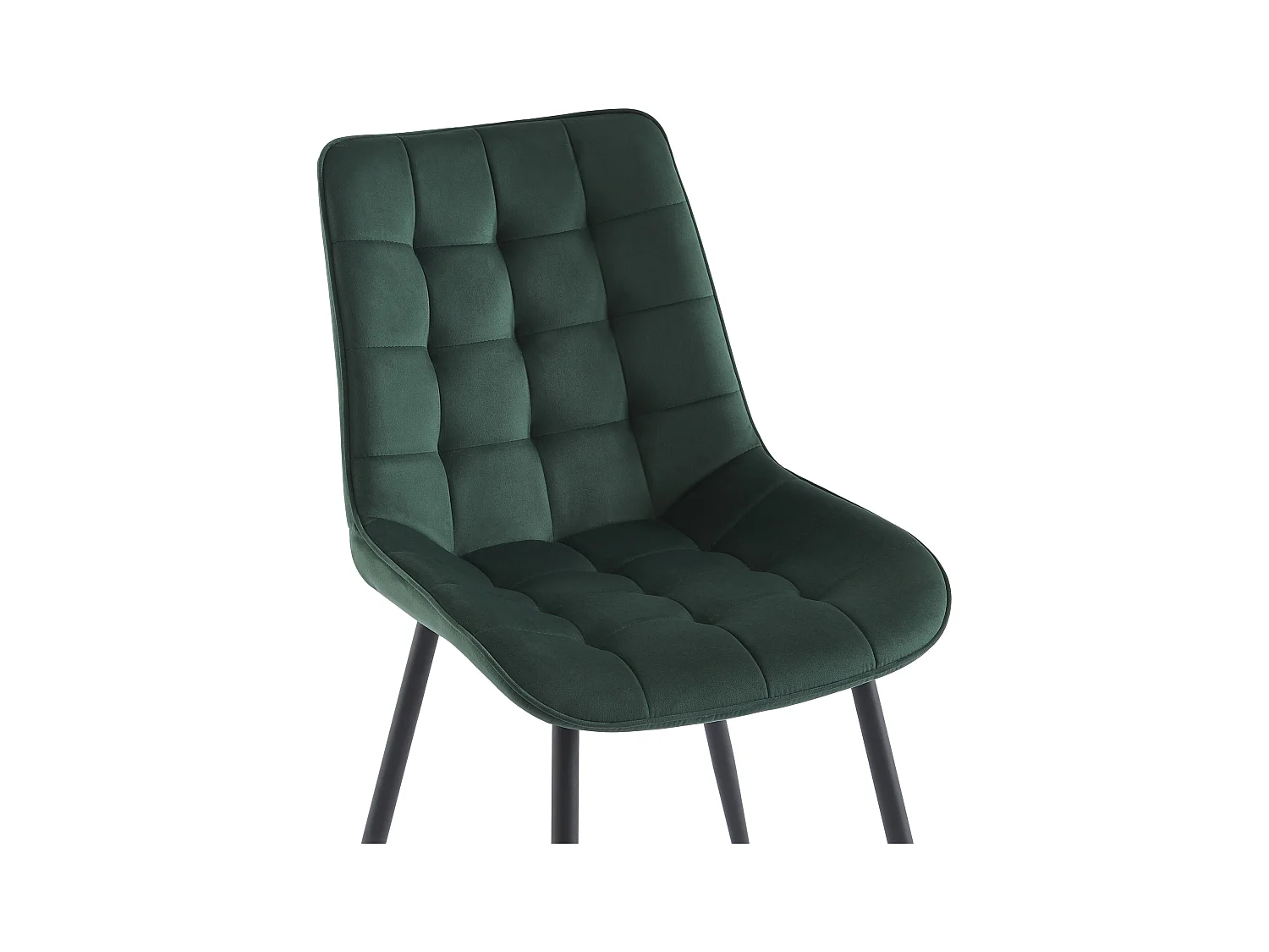 Set van 2 gestoffeerde stoelen - Velours en zwart metaal - Groen - OLLUA