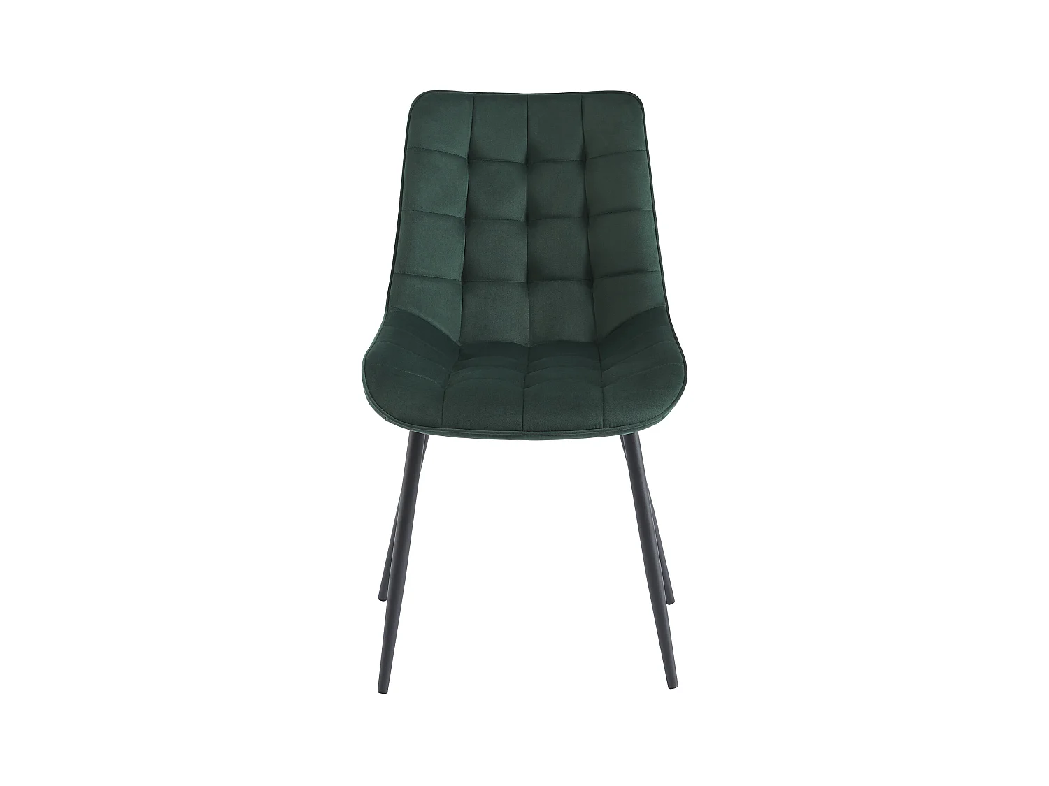 Lot de 2 chaises matelassées - Velours et métal noir - Vert - OLLUA