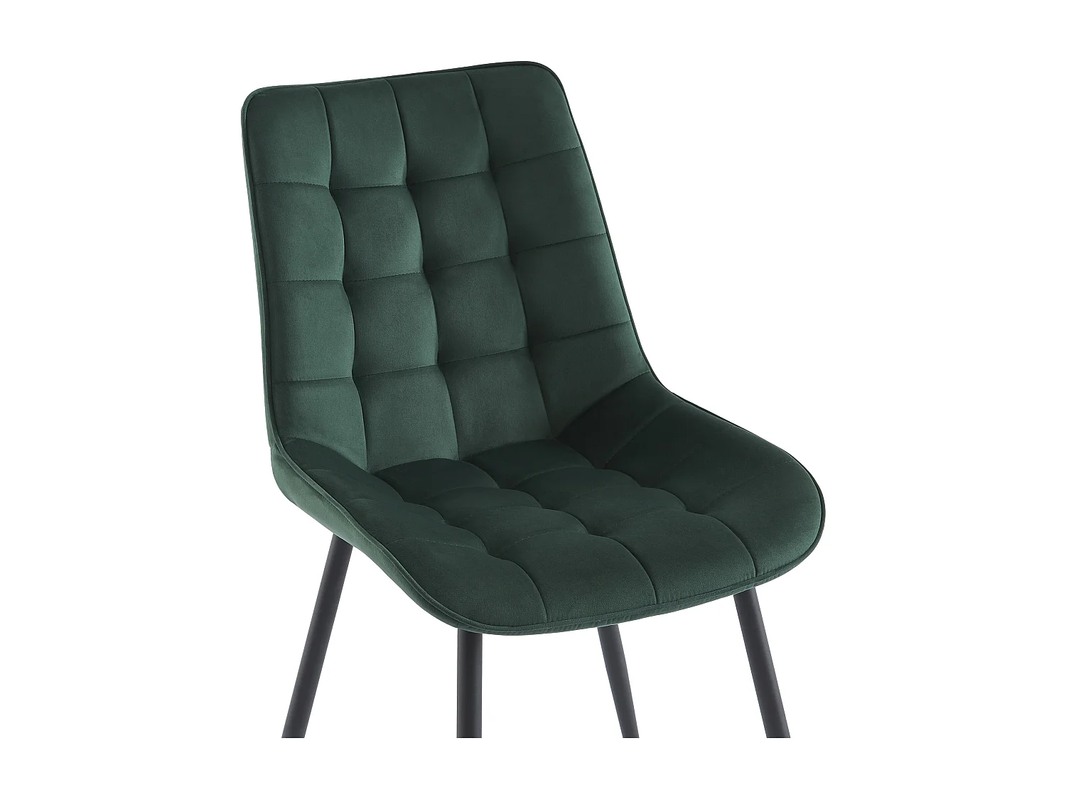 Lot de 2 chaises matelassées - Velours et métal noir - Vert - OLLUA