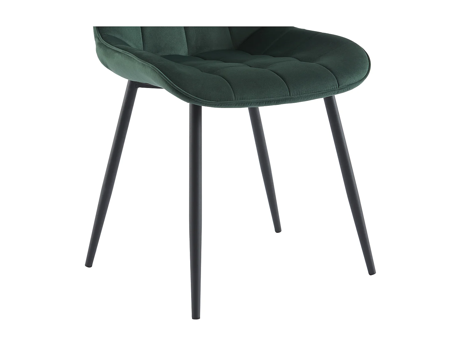 Lot de 2 chaises matelassées - Velours et métal noir - Vert - OLLUA