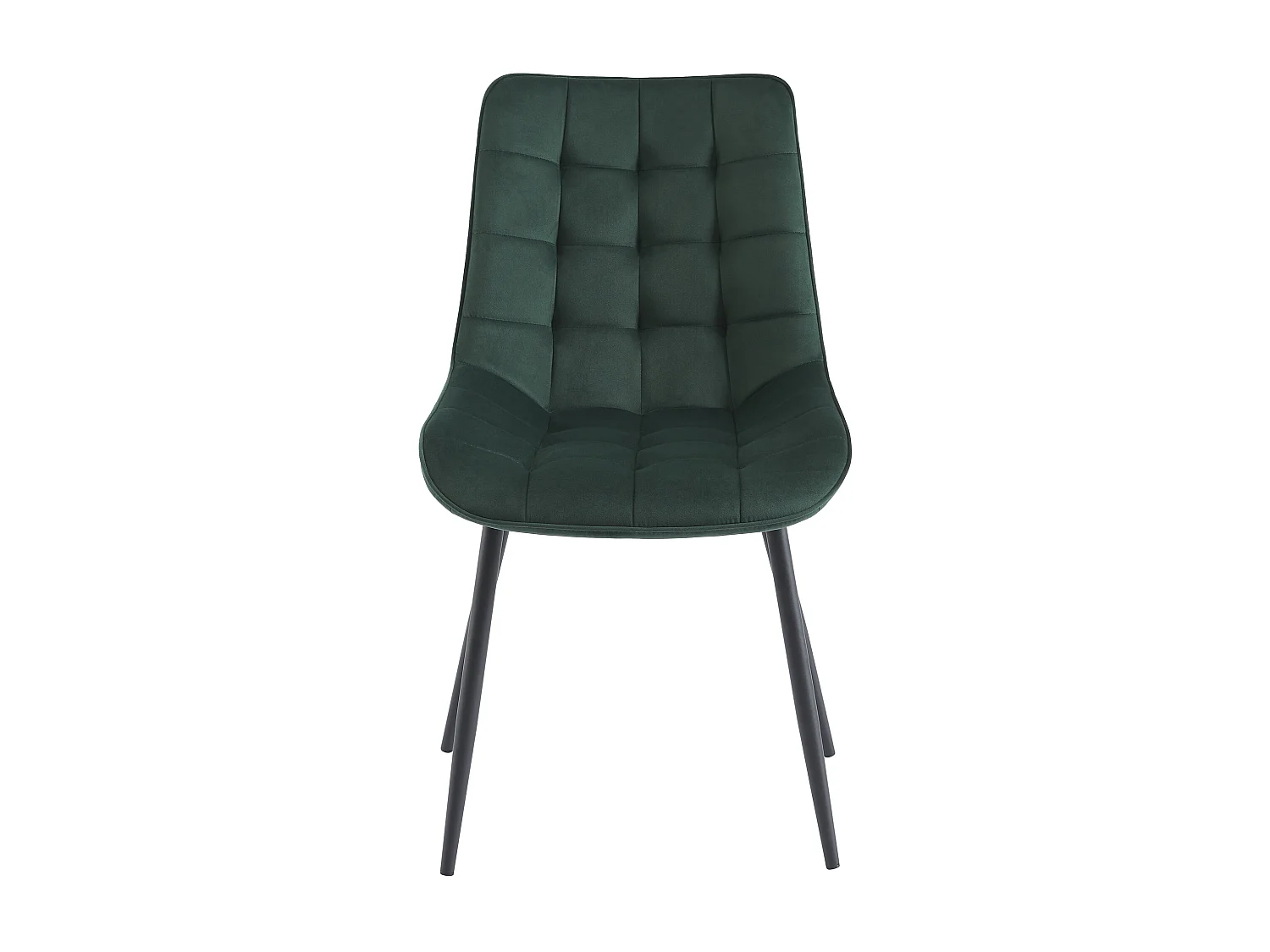 Lot de 2 chaises matelassées - Velours et métal noir - Vert - OLLUA