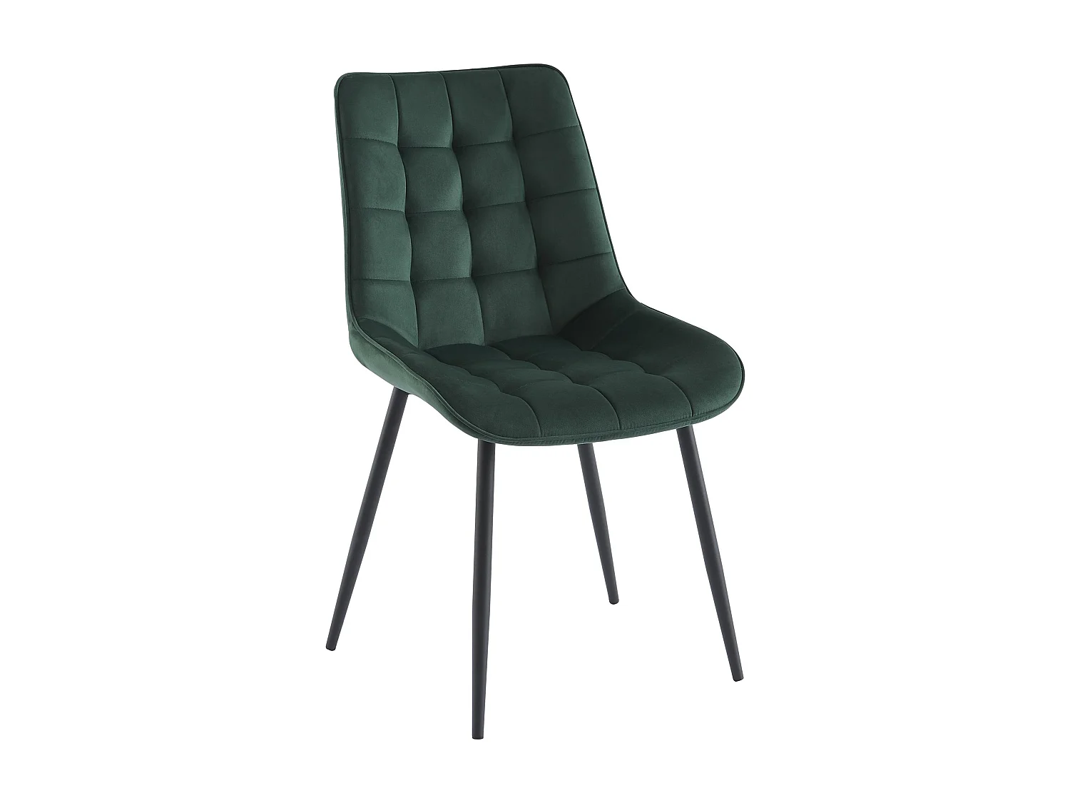 Lot de 2 chaises matelassées - Velours et métal noir - Vert - OLLUA