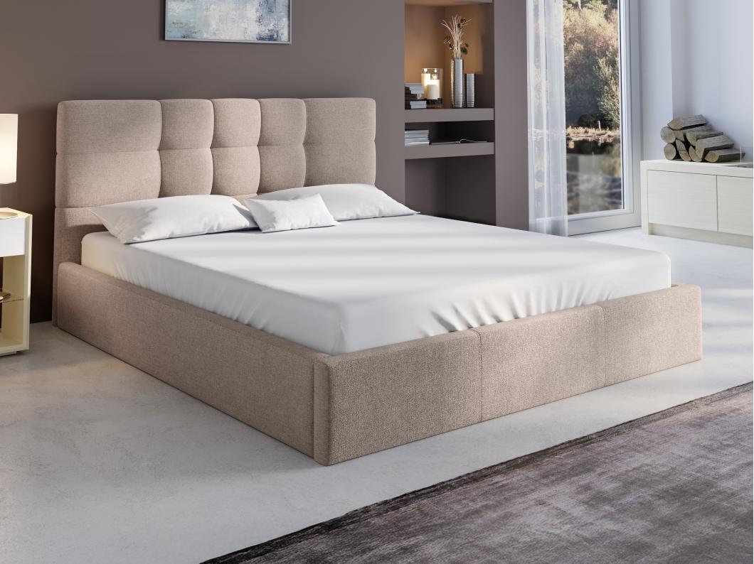 Bett mit Bettkasten - 160 x 200 cm - Stoff - Beige - ELIAVA von Pascal Morabito