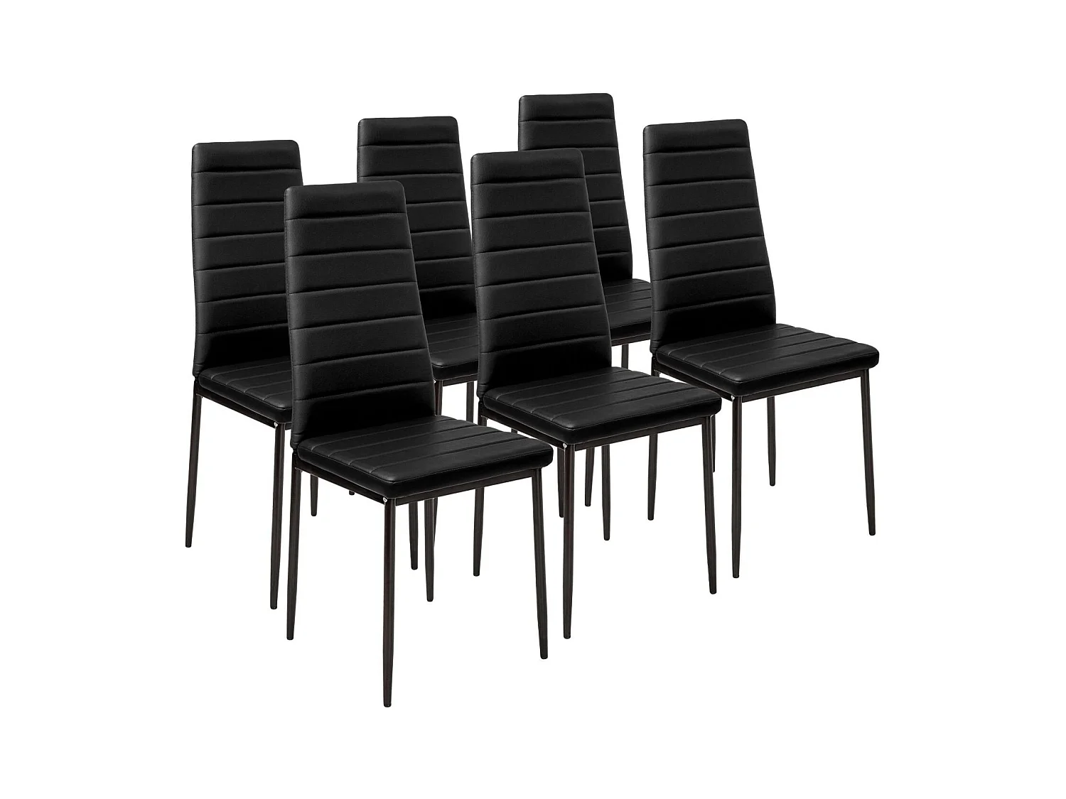 Lot de 6 chaises siège de salon cuisine salle à manger design carré élégant noir 08_0000171